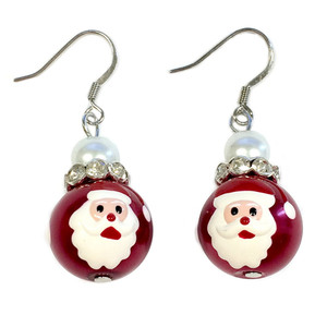 Red Ribbon Earrings - Christmas Earrings - Christmas Jewelry Gift - Christmas Dangle Earrings - E357d