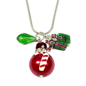 Polka Dot with Wreath Charm Necklace - Pendant Necklace