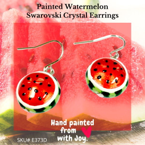 Painted Watermelon Swarovski Crystal Drop Earrings | fionaaccessories.com Painted Watermelon Swarovski Crystal Drop Earrings | fionaaccessories.com