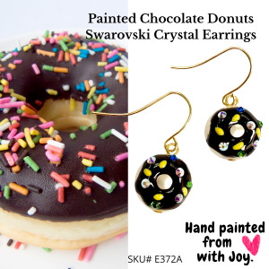 Painted Chocolate Donuts Swarovski Gold Crystal Drop Earrings | fionaaccessories.com Painted Chocolate Donuts Swarovski Gold Crystal Drop Earrings | fionaaccessories.com
