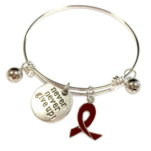 Painted Brown Ribbon Charm Colon Cancer, Colorectal Cancer Awareness Adjustable Bangle 052716-10 Painted Brown Ribbon Charm Colon Cancer, Colorectal Cancer Awareness Adjustable Bangle 052716-10