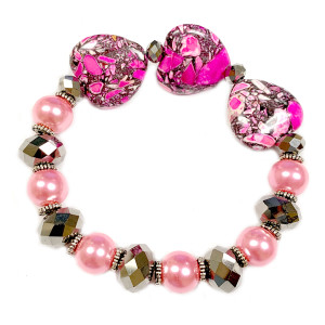 The Love Bracelet -  Heart Bracelet - Beaded Bracelets for Women - Jewellry for Mom - Pink - Fiona - PUP172 The Love Bracelet -  Heart Bracelet - Beaded Bracelets for Women - Jewellry for Mom - Pink - Fiona - PUP172