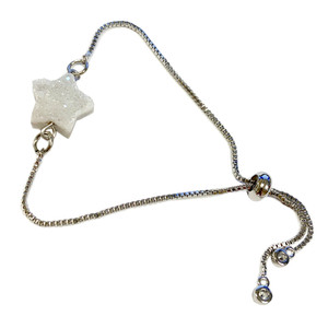 White Star Quartz Druzy Crystal Bracelet - Natural Gemstone Bracelet - Silver Plated Slide Chain Bracelet - Birthday Mom Gifts - Fiona - BR3064B White Star Quartz Druzy Crystal Bracelet - Natural Gemstone Bracelet - Silver Plated Slide Chain Bracelet - Birthday Mom Gifts - Fiona - BR3064B