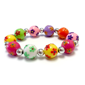 Spring Pastel Color Flower Bracelet - Spring Jewelry for Daughter - Handmade Resin Beaded Bracelet  for Girlfriend  - Fiona -  IUP513