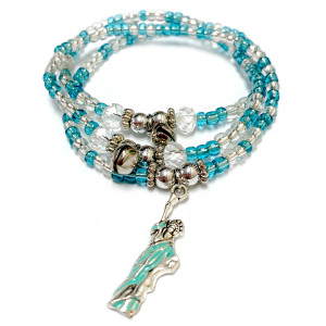 Statue of Liberty Charm Wrap Stretch Bracelet Necklace - Handmade Glass Crystal Beaded Bracelet Necklace for Women - Fiona - BR2910 Statue of Liberty Charm Wrap Stretch Bracelet Necklace - Handmade Glass Crystal Beaded Bracelet Necklace for Women - Fiona - BR2910