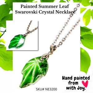 Painted Summer Leaf Swarovski Crystal Pendant Necklace | fionaaccessories.com Painted Summer Leaf Swarovski Crystal Pendant Necklace | fionaaccessories.com