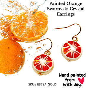 Painted Orange Fruit Swarovski Gold Crystal Drop Earrings | fionaaccessories.com Painted Orange Fruit Swarovski Gold Crystal Drop Earrings | fionaaccessories.com