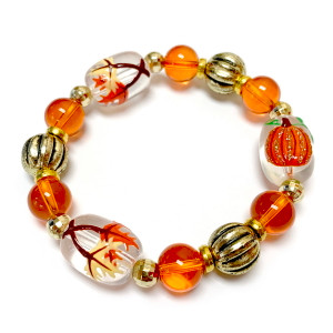 Painted Fall Leaf Pumpkin Bracelet | Sparkling Painting Painted Fall Leaf Pumpkin Bracelet | Sparkling Painting