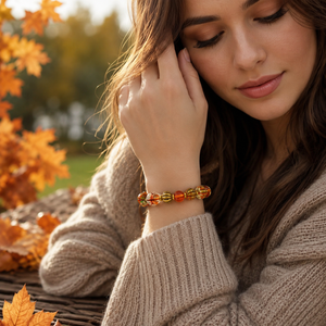 Painted Fall Leaf Pumpkin Bracelet | Sparkling Painting