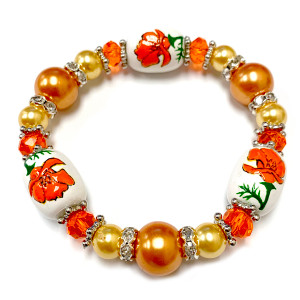 Painted Poppy California State Flower Glass Beaded Stretch Bracelet. Painted Poppy California State Flower Glass Beaded Stretch Bracelet.