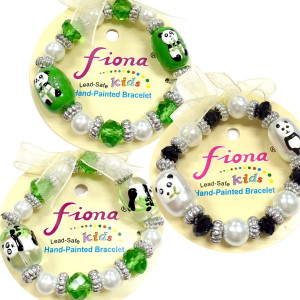 Painted Panda Kids Glass Bead Bracelets Three Styles Set. | Fiona Accessories Painted Panda Kids Glass Bead Bracelets Three Styles Set. | Fiona Accessories