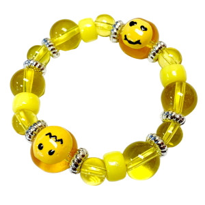 Painted Emoji Kids Glass Beaded Stretch Bracelet. | Fiona Accessories Painted Emoji Kids Glass Beaded Stretch Bracelet. | Fiona Accessories