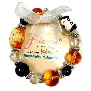 Painted Dog Kids Glass Beaded Stretch Bracelet. | Fiona Accessories Painted Dog Kids Glass Beaded Stretch Bracelet. | Fiona Accessories