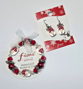 Christmas Mushroom Bracelet Earring set