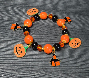 Halloween Charm Beaded Stretch Bracelet Halloween Charm Beaded Stretch Bracelet