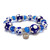 Painted Navy Blue Polka Dots Glass & Crystal Beaded Stretch Bracelet (PD-04)