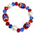 Painted USA  Star Flag Glass Beaded Stretch Bracelet (BR-2123)
