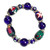 Painted Christmas Bells, Mistletoe, Star, Candle Blue Glass Beaded Stretch Bracelet (XM-10)