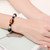 Painted Halloween Happy Pumpkin Glass Beaded Stretch Bracelet (BR-3087B)