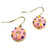 Painted Strawberry Donuts Swarovski Gold Crystal Drop Earrings | fionaaccessories.com