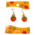 Painted Fall Gold Pumpkin Glass and Rhinestone Bead Drop Dangle Earrings Carded E-307B