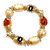 Painted Halloween Ghost, Pumpkin, Spider, Web Gold Pearl Glass Beaded Stretch Bracelet IUP10-3P