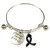 Painted Black Ribbon Charm Melanoma, Skin Cancer Awareness Adjustable Bangle 052716-11