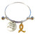 Painted Gold Ribbon Charm Childhood Cancer Awareness Adjustable Bangle 052716-16