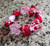 Painted Hearts with Handmade Murano Hearts Glass Beaded Stretch Bracelet