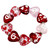 Valentine Bracelet - Love Heart Glass Bracelet - Glass Beaded Bracelet - Hand painted - IUP32-4