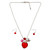 Valentine Necklace - Red Crystal Heart with Lock Charms Necklace and Earrings Set - Handmade - NE3011A