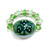 Painted Green Shamrock St Patrick  Porcelain and Crystals Beaded Stretch Ring