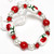 Painted Carnation Ohio State Flower Glass Beaded Stretch Bracelet.