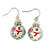 Superfine Painted Polar Bear with Peppermint Glass Beaded Drop Earrings E397 - fionaaccessories.com