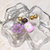 Painted Pink Flower Glass Bead Necklace with Earrings Set (NE-3050H)
