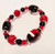 Christmas Santa Buffalo Red Beaded Stretch Bracelet
