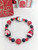Christmas Santa Buffalo Red Beaded Stretch Bracelet