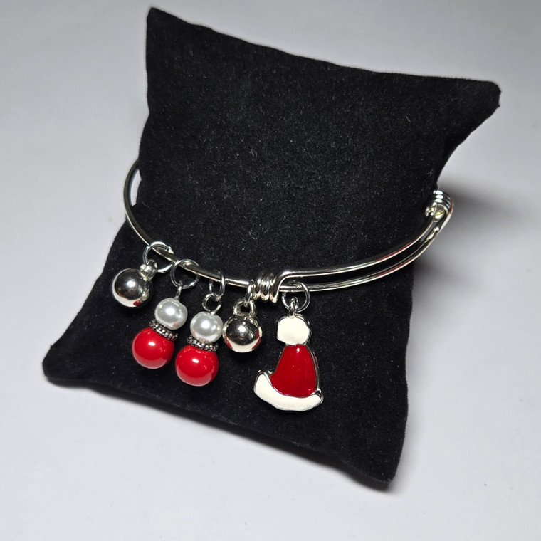 Painted Christmas Santa Hat Adjustable Bangle (BR-2991E)