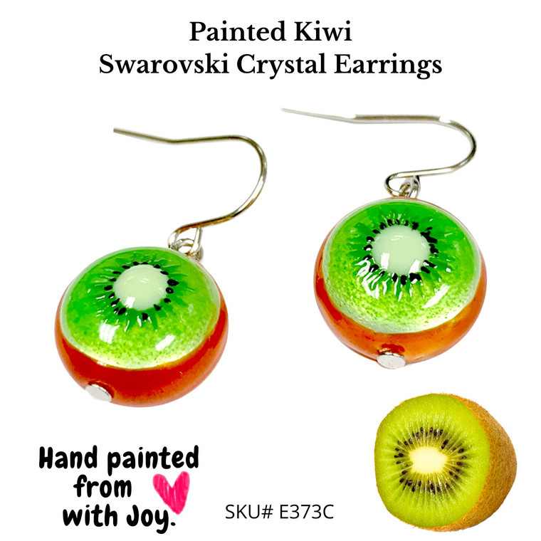 Painted Kiwi Swarovski Crystal Drop Earrings | fionaaccessories.com