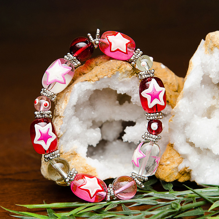 The Love Bracelet -  Friendship Bracelet Heart - Best Gift For Girlfriend - Beaded Bracelets for Women - Pink - Fiona - IUP634