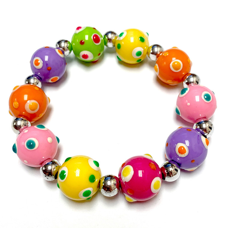 Spring Pastel Color Polka Dots Bracelet - Spring Jewelry for Daughter - Handmade Resin Beaded Bracelet  for Girlfriend  - Fiona -  IUP511