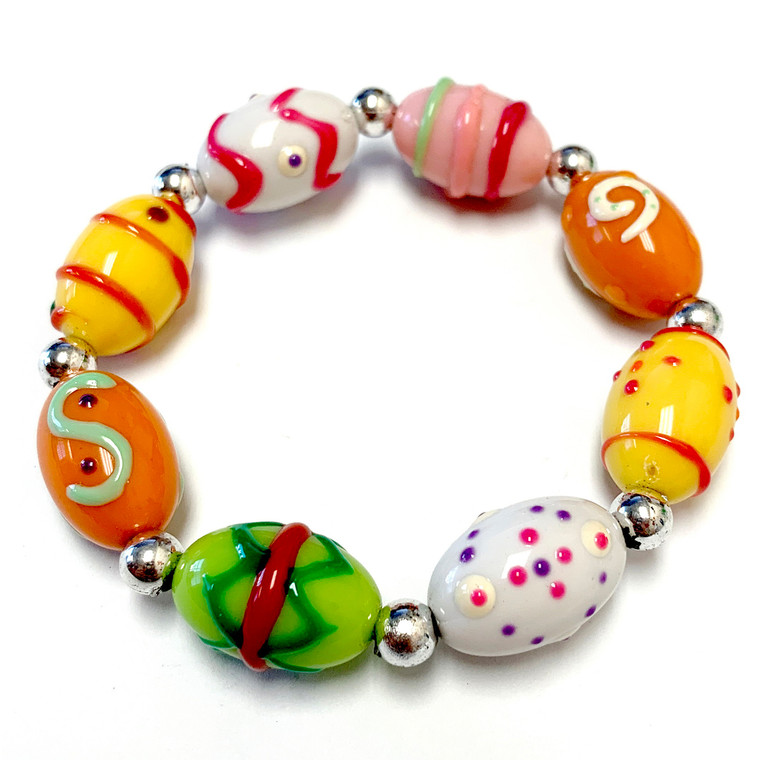 Easter Egg Bracelet for Girls - Spring Jewelry for Daughter - Handmade Resin Beaded Bracelet  for Girlfriend  - Fiona -  IUP515