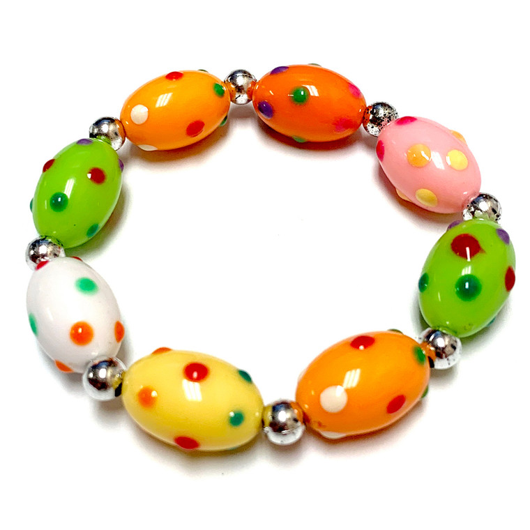 Easter Egg Dots Bracelet for Girls - Spring Jewelry for Daughter - Handmade Resin Beaded Bracelet  for Girlfriend  - Fiona -  IUP516