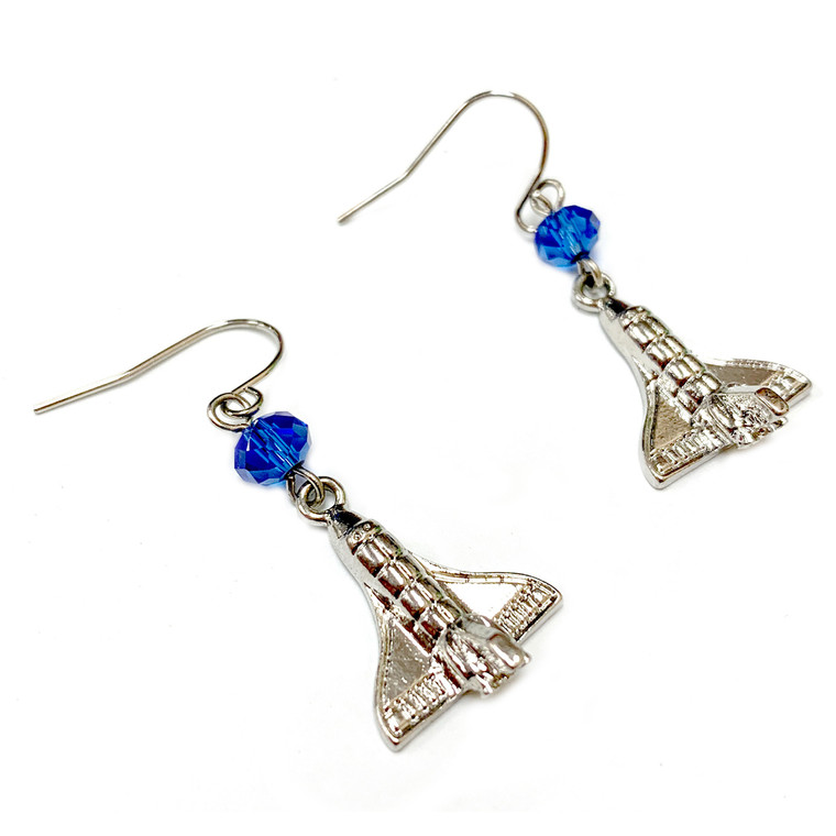 Space Shuttle Endeavor  Blue Crystal Earrings - Galaxy Space Astronomy Jewelry for Women - Fiona -  E820A