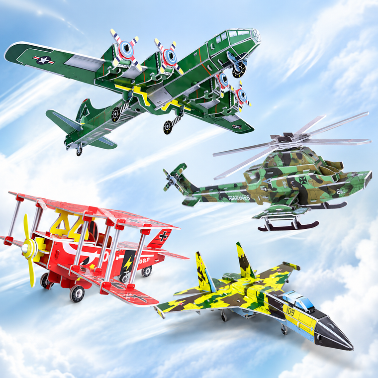 Puzzle Flight Aviation WWII Flight Helicopter Biplane  4 pc