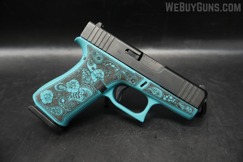 Glock 43X W/ Turquoise Rose Frame 9MM