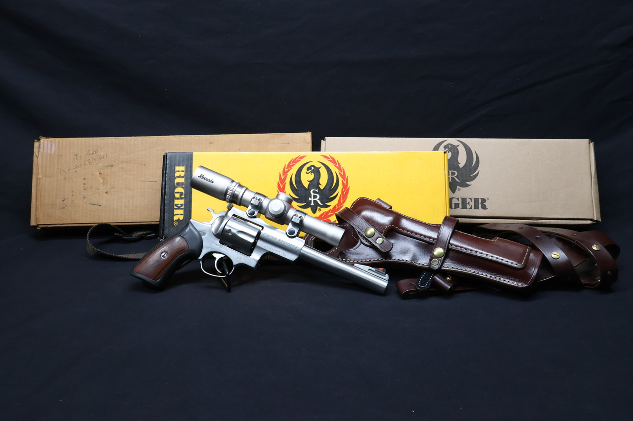 Ruger Super Redhawk With Leather Holster And Burris Scope