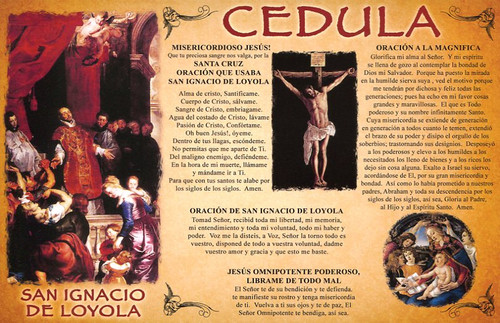 CEDULA SAN IGNACIO DE LOYOLA