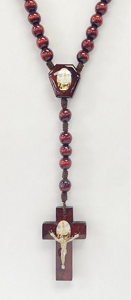Virgin of Fatima -  cord wood rosary /Rosario madera