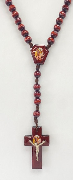 St. Michael the Archangel cord wood rosary /Rosario madera